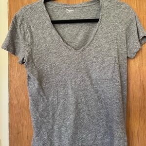 Madewell Heather Gray V-Neck Pocket Tee